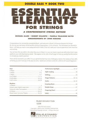 Essential Elements Interactive (formerly 2000) for Strings - Bass Book 2 - by Allen/Gillespie/Hayes - Hal Leonard Publication