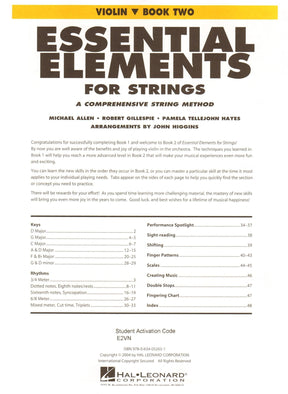 Essential Elements Interactive (formerly 2000) for Strings - Violin Book 2 - by Allen/Gillespie/Hayes - Hal Leonard Publication