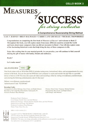 Measures of Success for String Orchestra - by Barnes, Balmages, Gruselle, Trowbridge - for Cello - Book 2 with DVD - FJH